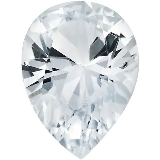 Pear shaped white sapphire engagement ring top