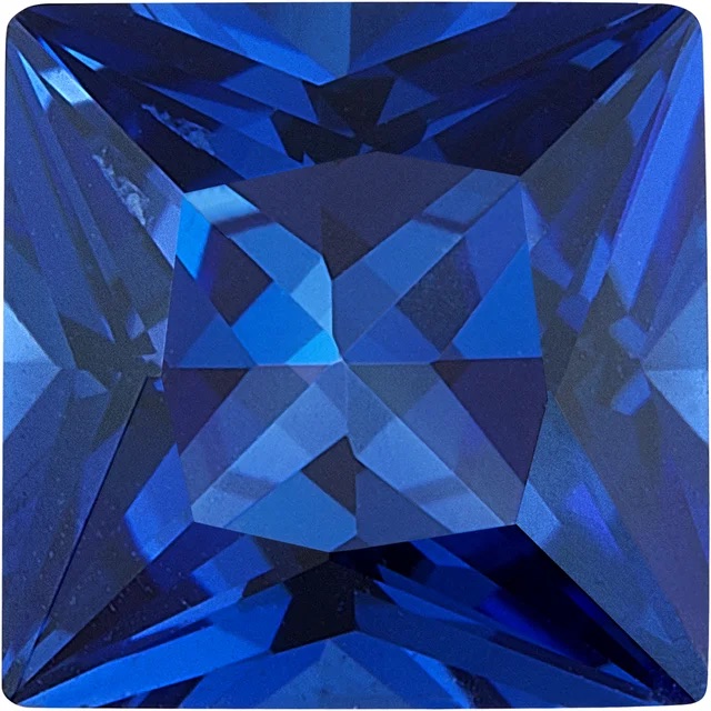 lab created princess blue sapphire gemstone